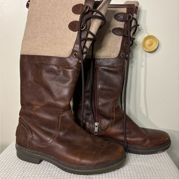 UGG Shoes - Ugg Brown and Tan Leather Riding Style Boots